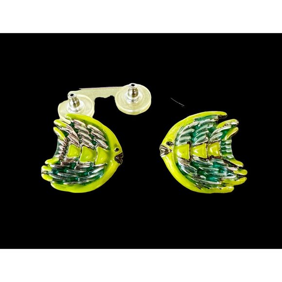 Vintage Fish Earrings Pierced Blowfish Tropical Islands Beach Vacation C… - Picture 4 of 12